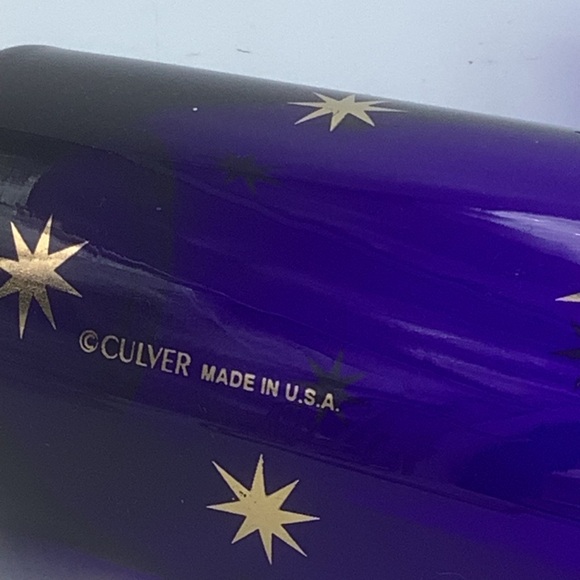 Two Culver Cobalt Blue with Gold Star Design 6 1/4” Glasses - Picture 9 of 9